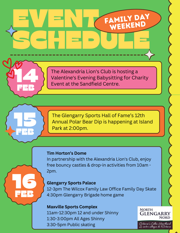 Family Day Weekend 2026 activity schedule