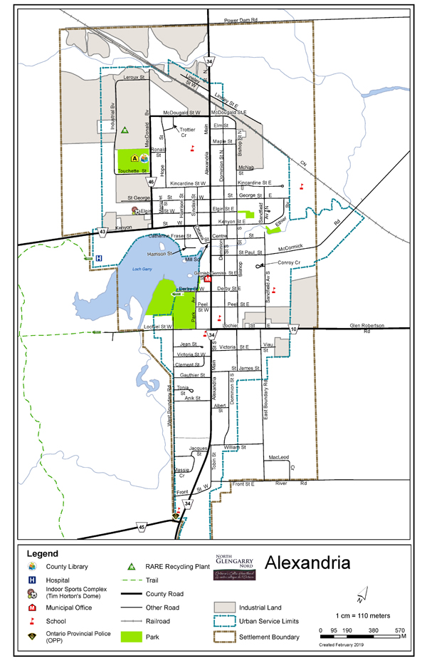 Map of Alexandria, Ontario