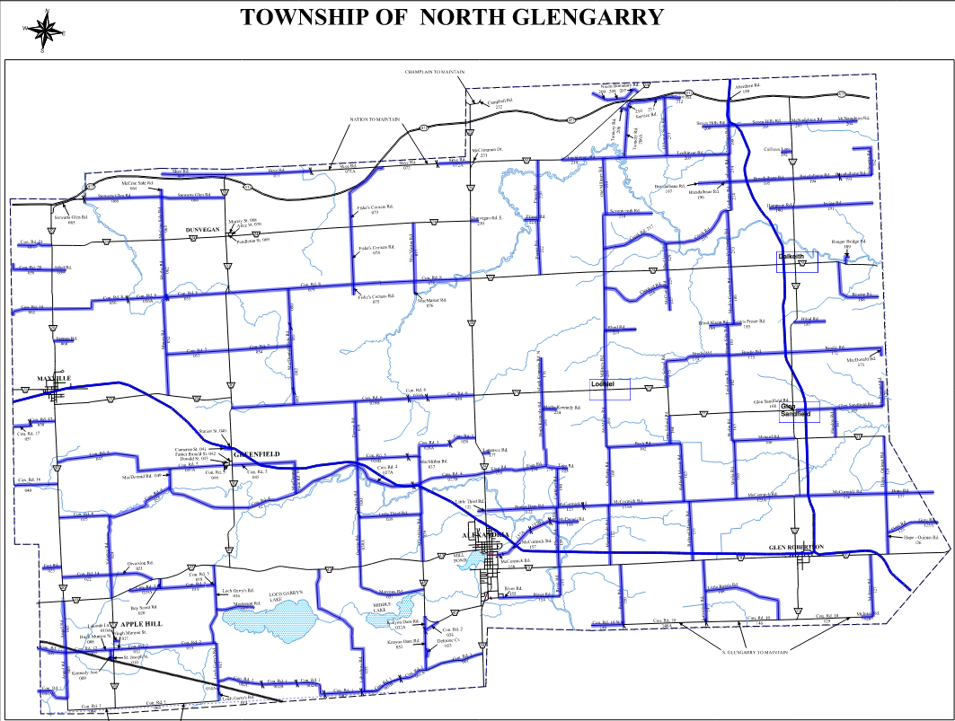 Map of the Township of North Glengarry Snowplow route